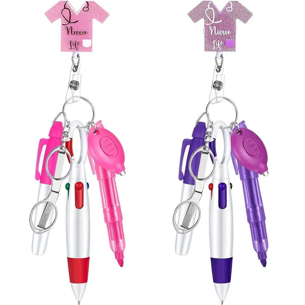 Nurse ID Badge Reel and Lanyard Set with Keychain and Clip - Portable Retractable Accessories for Healthcare Professionals