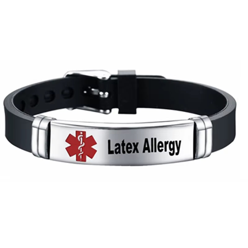 Medical Alert ID Bracelet Laser Engraved Autism Bee Penicillin Allergy Adjustable Wristband for Men Women Emergency First Aid