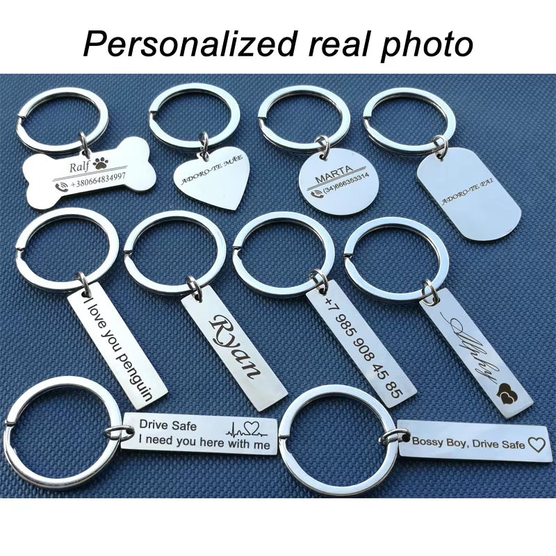 Customize Keychain Custom Keyring Engraved with Your Name Logo Signature Drive Safe I Need You Here with Me Key Chain