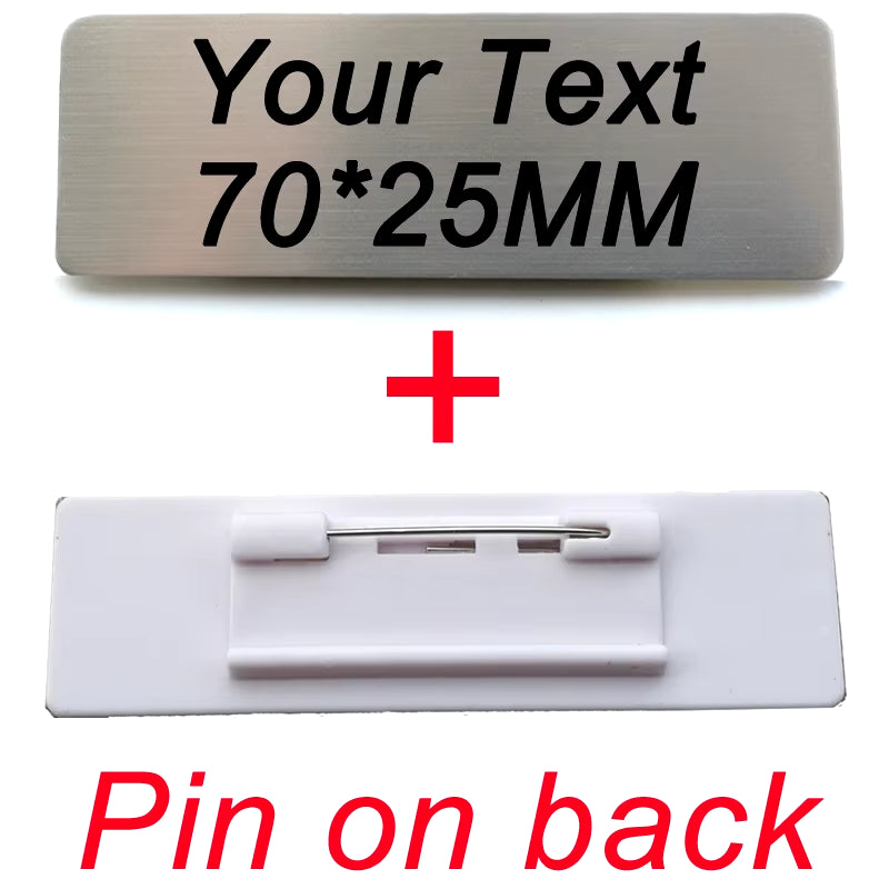 7*2.5CM Engraved Your Logo Text Plate Custom Badge Personalize Brooch Pin Double Sided Tape Magnet ID Door Wall Mailbox Name Tag