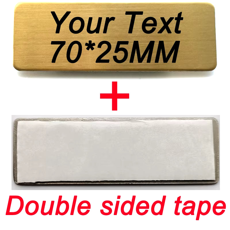 7*2.5CM Engraved Your Logo Text Plate Custom Badge Personalize Brooch Pin Double Sided Tape Magnet ID Door Wall Mailbox Name Tag