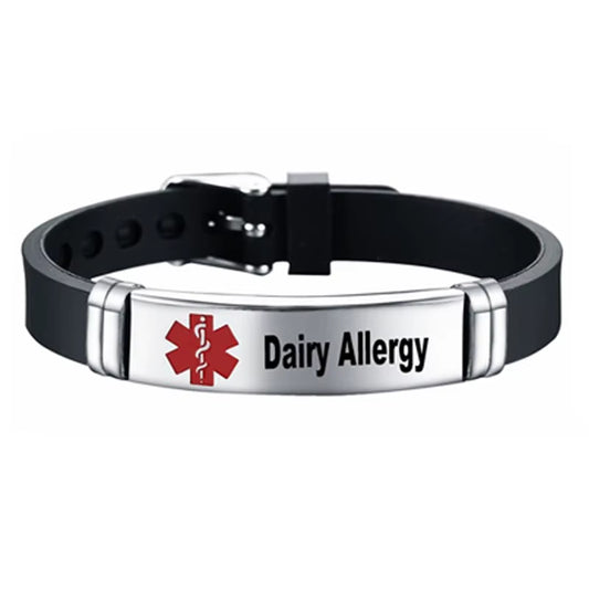 Medical Alert ID Bracelet Laser Engraved Autism Bee Penicillin Allergy Adjustable Wristband for Men Women Emergency First Aid