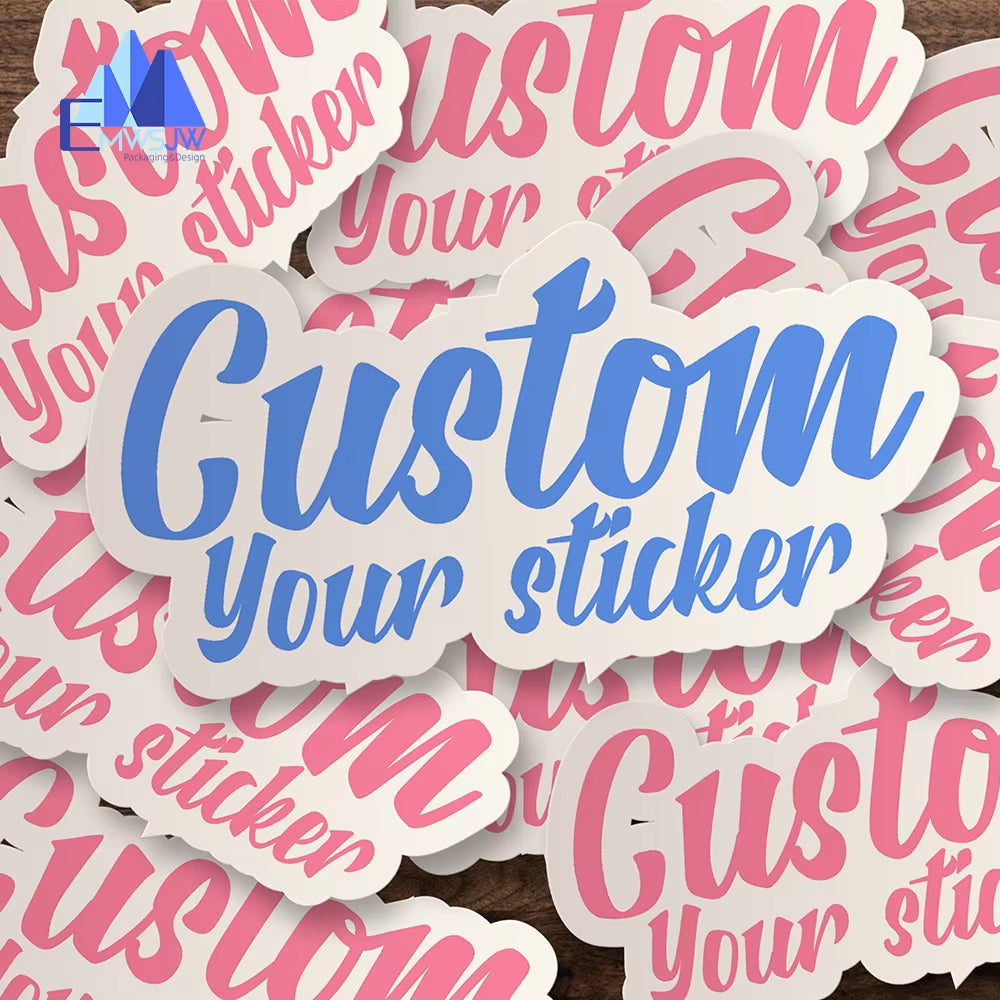 100Pcs Die-Cut Custom LOGO Sticker Brand Wedding Iabel Birthdays Baptism Stickers Design Your Own Stickers Personalize Stickers