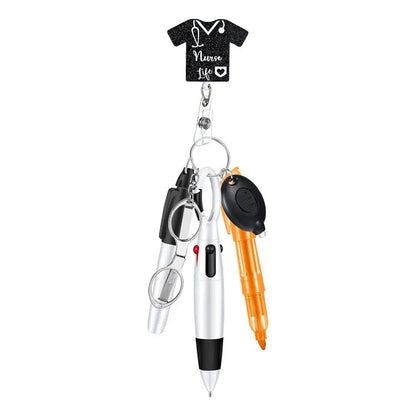 Nurse ID Badge Reel and Lanyard Set with Keychain and Clip - Portable Retractable Accessories for Healthcare Professionals