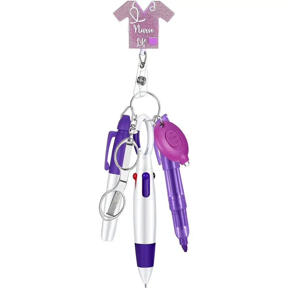 Nurse ID Badge Reel and Lanyard Set with Keychain and Clip - Portable Retractable Accessories for Healthcare Professionals