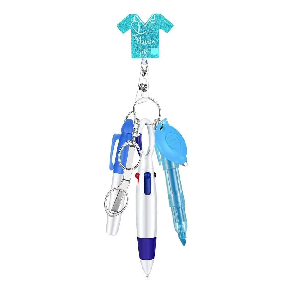 Nurse ID Badge Reel and Lanyard Set with Keychain and Clip - Portable Retractable Accessories for Healthcare Professionals