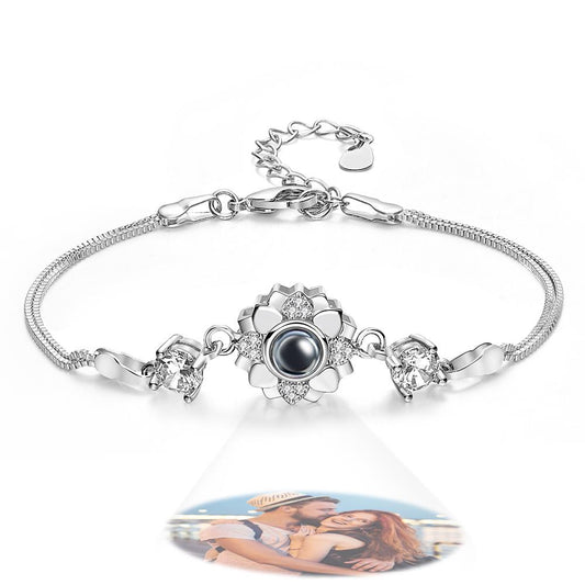 Custom Photo Projection Bracelet Flower Romantic Commemorate Gifts for Girlfriend