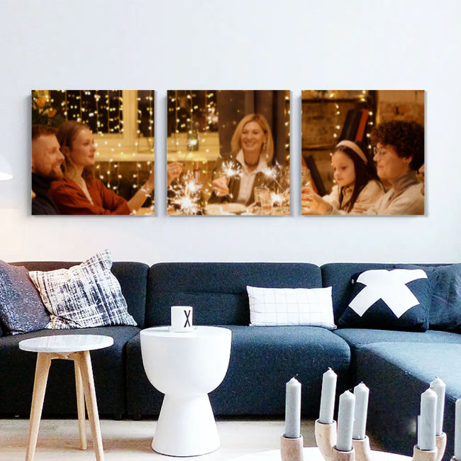 Custom Canvas Family Picture Frame, Set of 3 - Personalize With Your Own Photo!